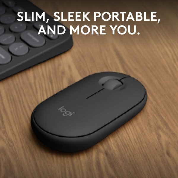 03f103c4-8e1c-49da-bb8d-5120da590792.jpg Logitech - Pebble Mouse 2 M350s Slim Lightweight Wireless Bluetooth Optical Silent Ambidextrous Mouse with Customizable Buttons - Wireless - Graphite