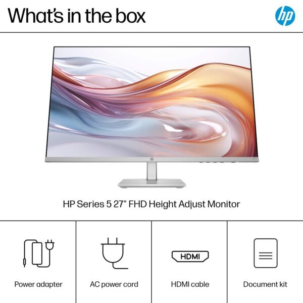 HP - 27" IPS LED FHD 100Hz Monitor with Adjustable Height (HDMI, VGA) - Silver & Black