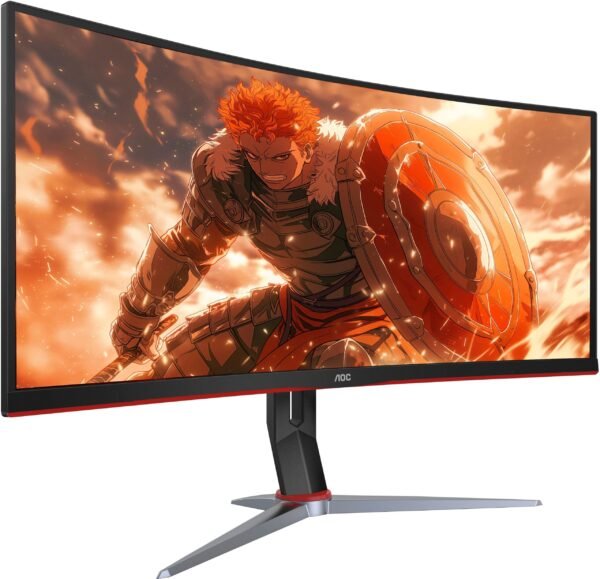 642035c1-4f09-4d3a-b228-2af960ade757.jpg AOC - CU34G2XP 34" VA Curved Gaming Monitor, WQHD (3440x1440), 180Hz, 1ms, Freesync, HDR 400 - Black/Silver/Red