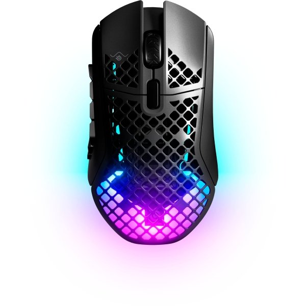 SteelSeries - Aerox 9 Wireless Ultra Lightweight Honeycomb Water Resistant RGB Optical Gaming Mouse With 18 Programmable Buttons - Wireless - Black