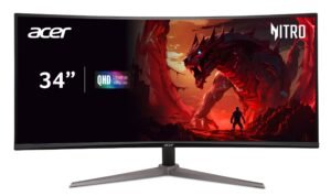 Acer - Nitro Gaming 34” Curved QHD 180Hz 1ms FreeSync Premium Gaming Monitor (DisplayPort, HDMI) - Black