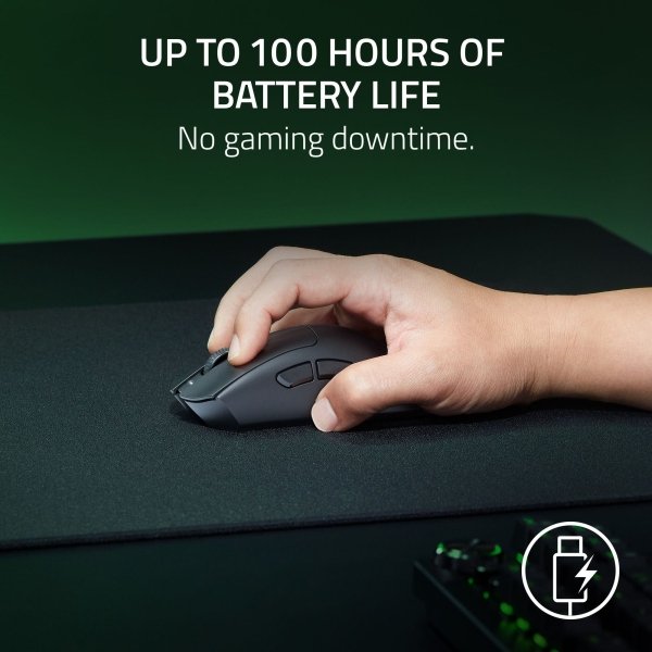 Razer - DeathAdder V3 HyperSpeed Lightweight Bluetooth Optical Gaming Mouse with 100 Hour Battery - Wireless - Black