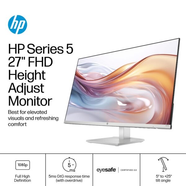 HP - 27" IPS LED FHD 100Hz Monitor with Adjustable Height (HDMI, VGA) - Silver & Black