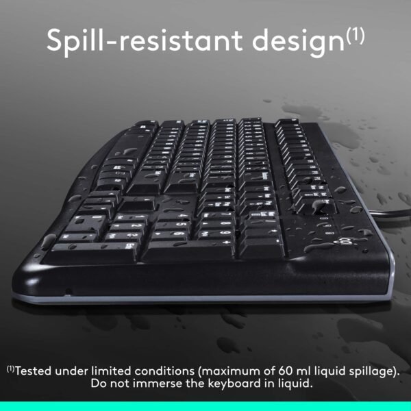 Logitech - K120 Full-size Wired Membrane Keyboard for PC with Spill-Resistant Design - Black