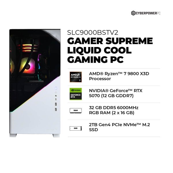 929a295a-016f-4a01-a45e-bc4636e6d16e.jpg CyberPowerPC - Gamer Supreme Gaming Desktop - AMD Ryzen 7 9800X3D - 32GB Memory - NVIDIA GeForce RTX 5070