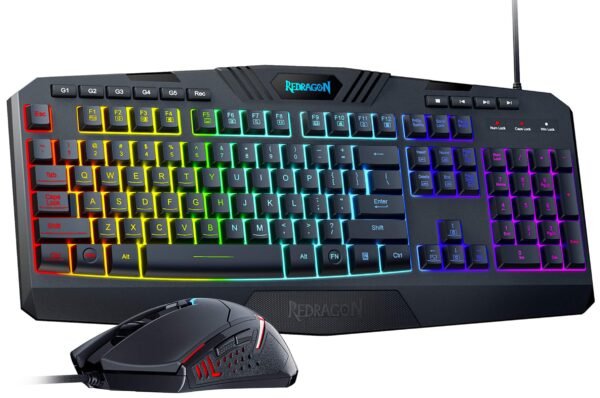 94c8153d-ca35-4f51-833a-4b5df7c973e8.jpg REDRAGON - S101-4 Programmable Gaming Keyboard and Mouse Combo Set, RGB Backlit, 5 Macro Record Keys, US Layout and 7200DPI Mouse - Black