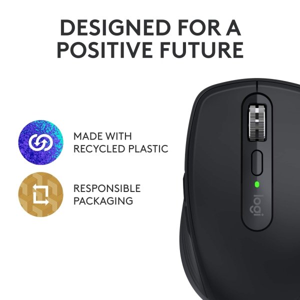 Logitech - MX Anywhere 3S Wireless Bluetooth Optical Fast Scrolling Mouse with Programmable Buttons - Wireless - Black