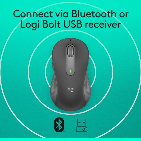 Logitech - Signature M650 L Full-size Wireless Optical Scroll Mouse with Silent Clicks - Wireless - Graphite